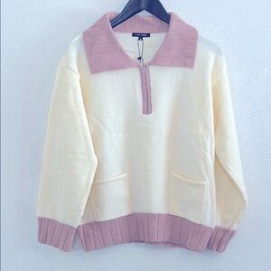 Papermoon Super Soft Long Sleeve Crème and Mauve Sweater
